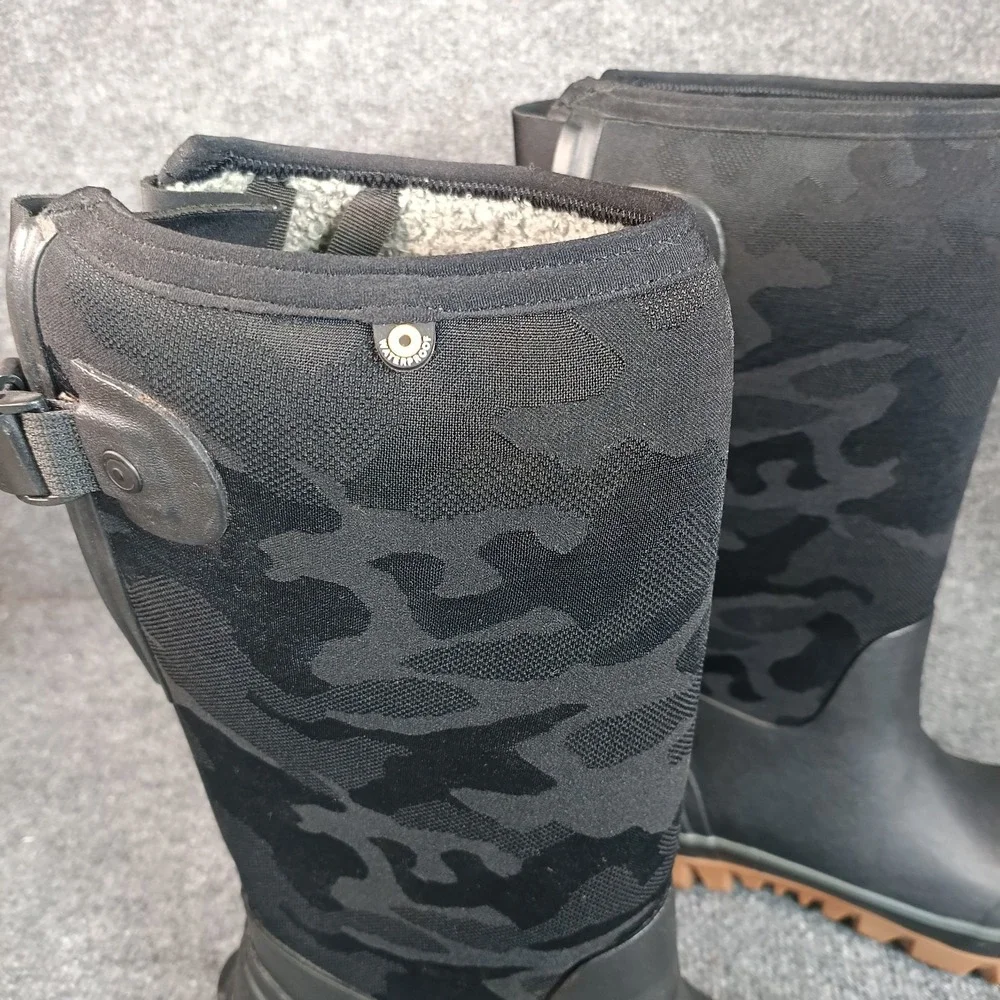 Bogs Whiteout Waterproof Boots Women Size 8 Black Camo Adjustable TC Bloom